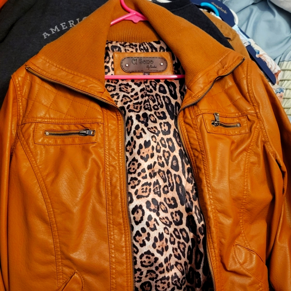 Brown leather jacket